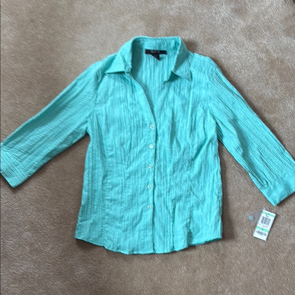 Style & Company aqua green top with sparkles